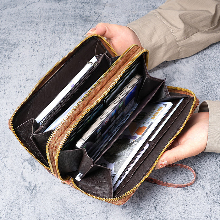 Wholesale Retro Fashion Women' s Long Wallet with Letter Pattern Large Capacity Zipper PU Leather MOQ≥3