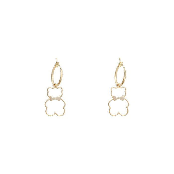 Wholesale Cute Hollow Bear Earrings JDC-ES-AiShan007
