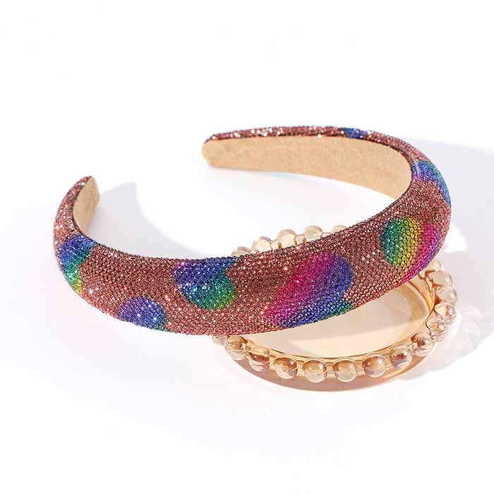 Wholesale Love heart rhinestone full diamond headband sponge high skull top female headband hair accessories