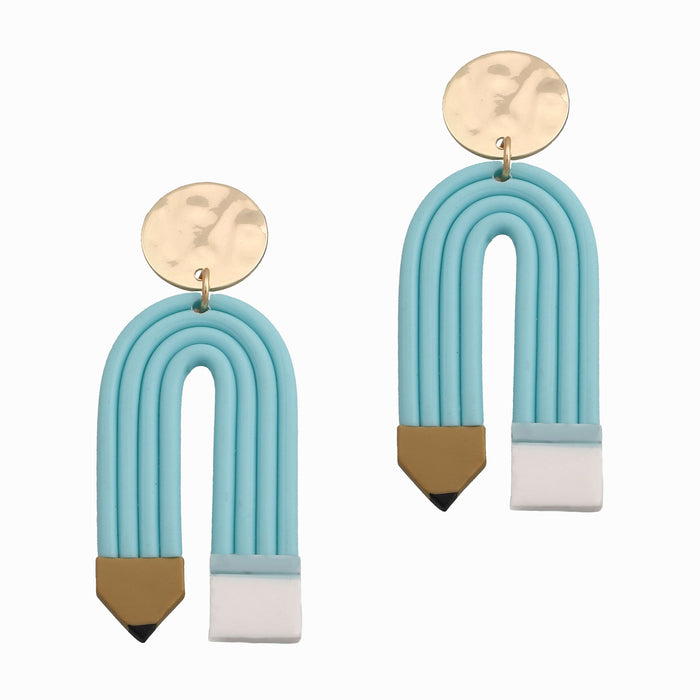 Wholesale Cross-border e-commerce colored pencil soft pottery curved striped earrings