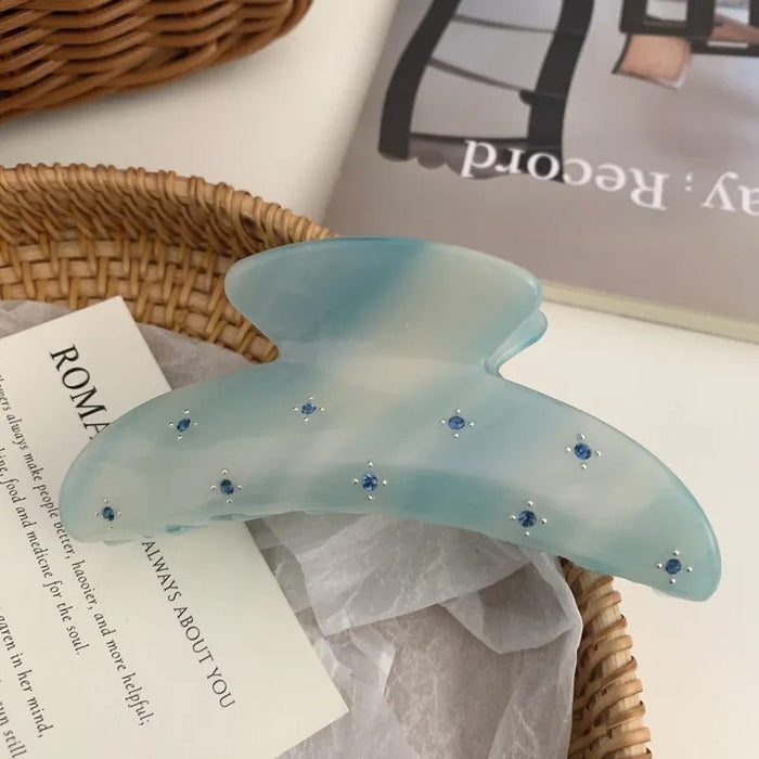 Wholesale Blue rhinestone grip clip, high-end and exquisite, shark clip at the back of the head