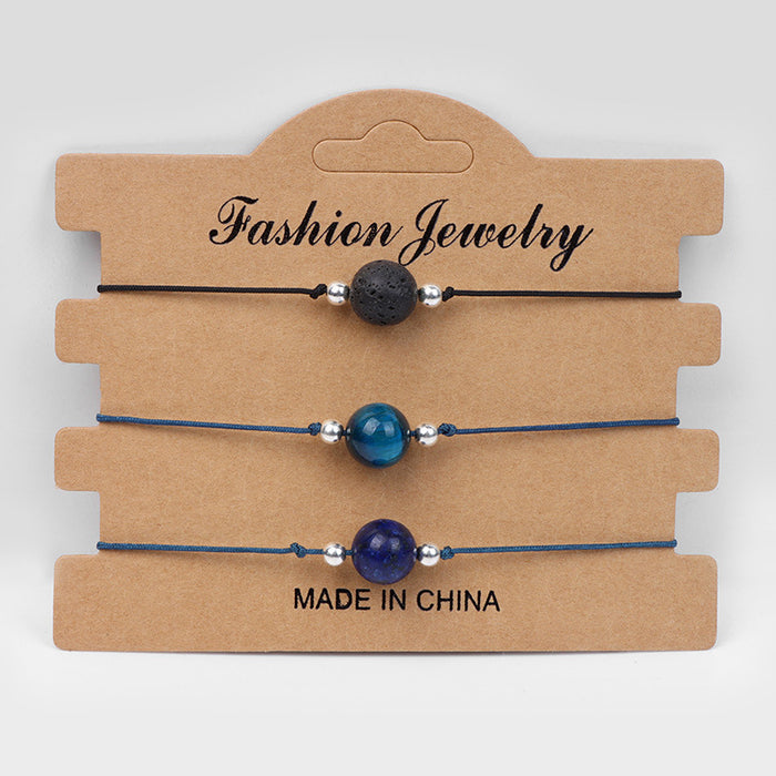Wholesale Handmade Braided Rope Agate Stone Couple Bracelet Geometric Chic Gift For Everyday Wear Fashion Accessory