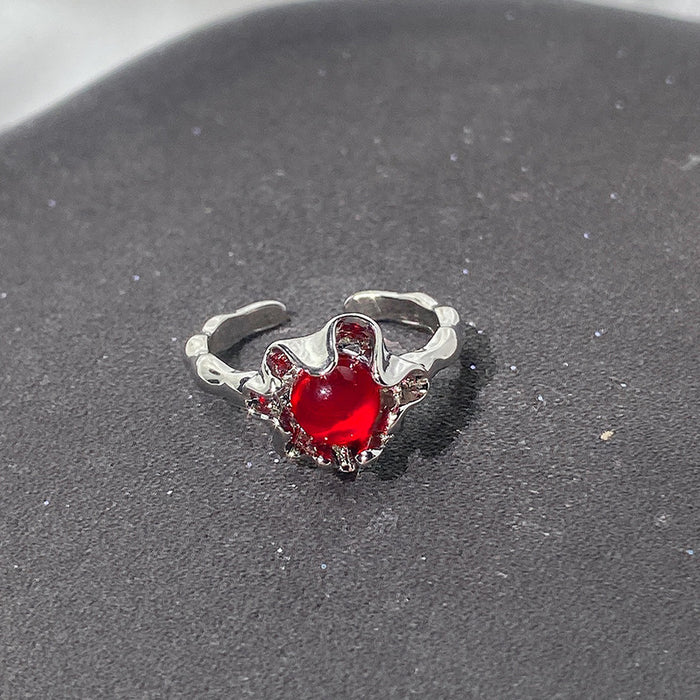 Wholesale Red high-end ring, layered, niche design, personalized ring
