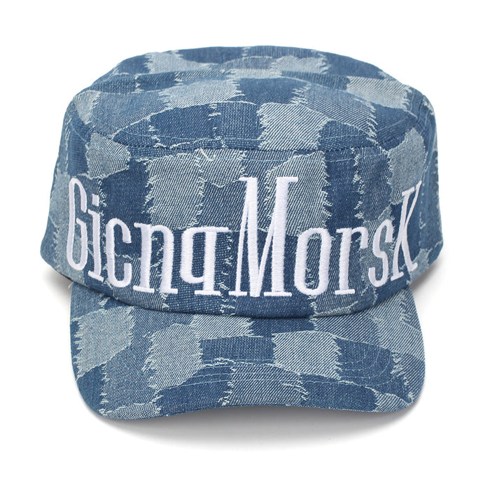 Wholesale Retro Houndstooth Flat Top Hat with Leopard and Letter H Embroidery Sun Protection