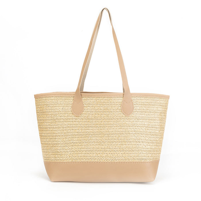 Wholesale Grass Woven Bags Women's Versatile Simple Shoulder Bags Large Capacity Tote Bags Woven Bags Hand-held Beach Bags JDC-HB-JF001