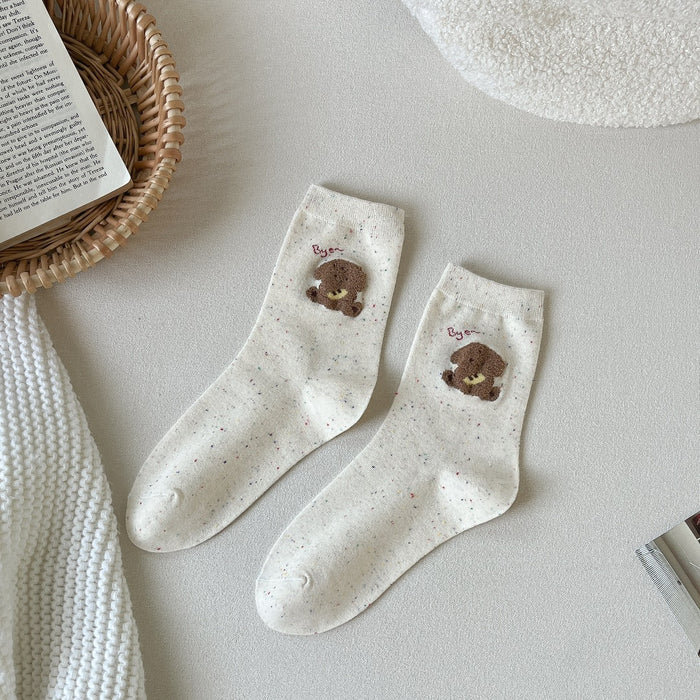 Wholesale Cute cartoon small animal cotton socks, mid tube socks