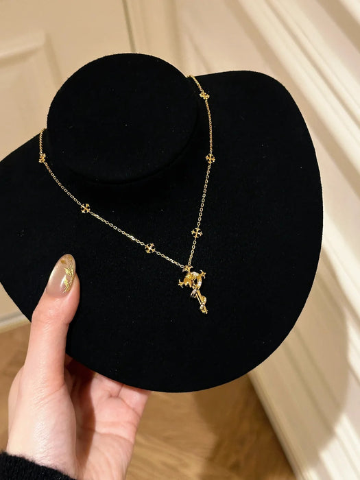 Wholesale S925 Sterling Silver Scepter Spirit Snake Necklace  Ancient Fa Spirit Snake Necklace Women's Retro Necklace