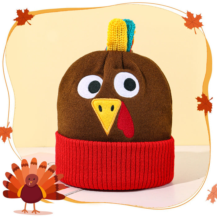 Wholesale Autumn and Winter New Kidsren' s Acrylic Knitted Hat Thanksgiving Family Warm Personalized Turkey Hat Female Couple Woolen Hat