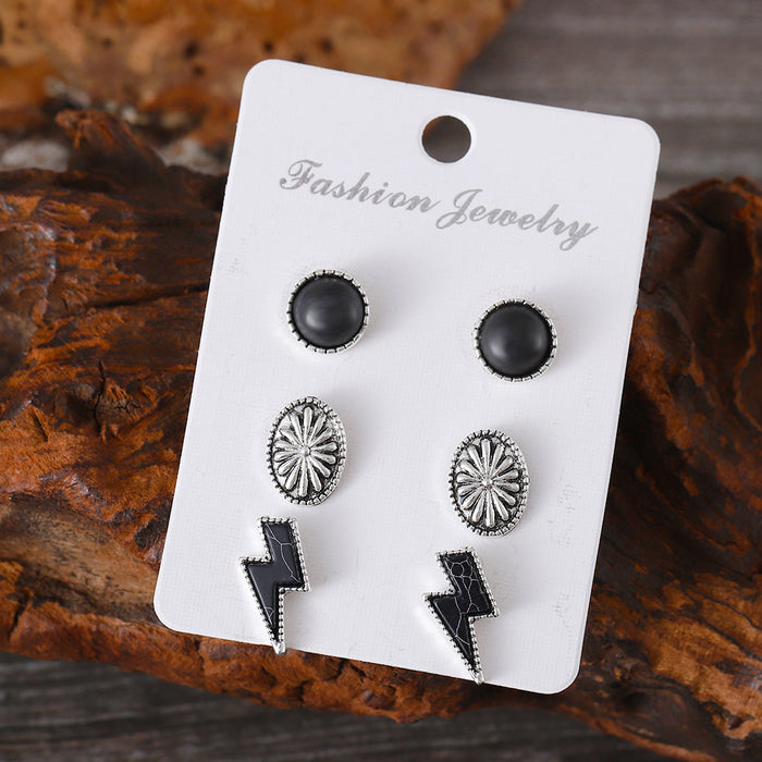 Wholesale Personalized Western style lightning turquoise inlaid pumpkin flower earrings ethnic style Bohemian simple earrings