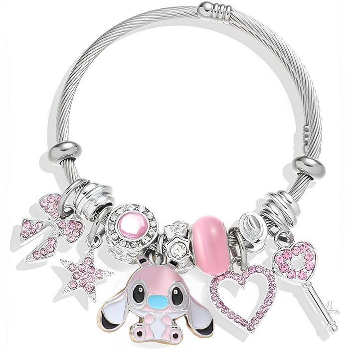 Wholesale Stainless Steel Sanlio Cute Stitch Bracelet Diy Cute Cartoon Oil Drop Pendant with Diamond JDC-BT-Luman001