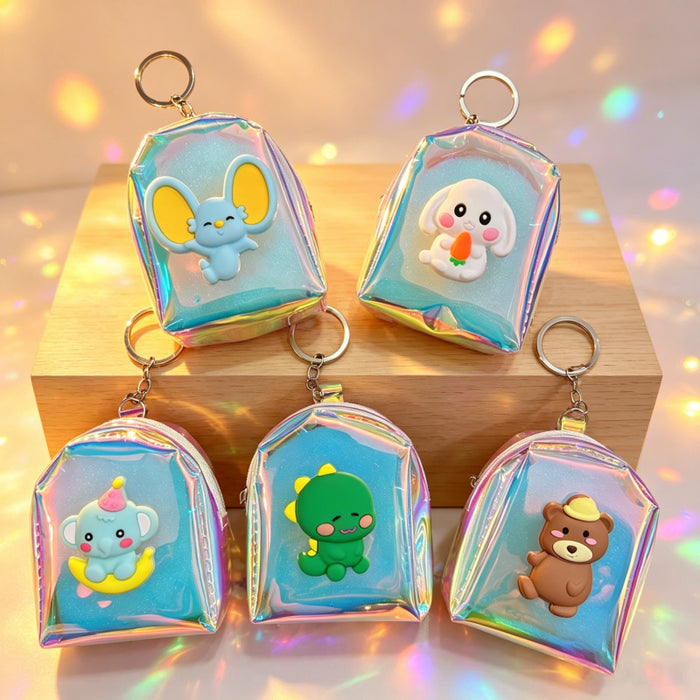 Wholesale Cartoon Animal Transparent PVC Backpack Coin Purse Cute Small Wallet