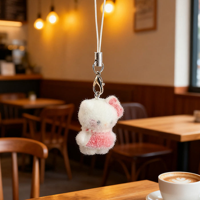 Wholesale Resin flocked cute 3D cat keychain pendant