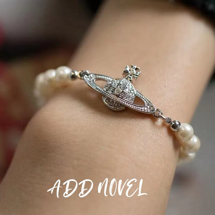Wholesale Sparkling Diamond Classic Saturn Pearl Bracelet
