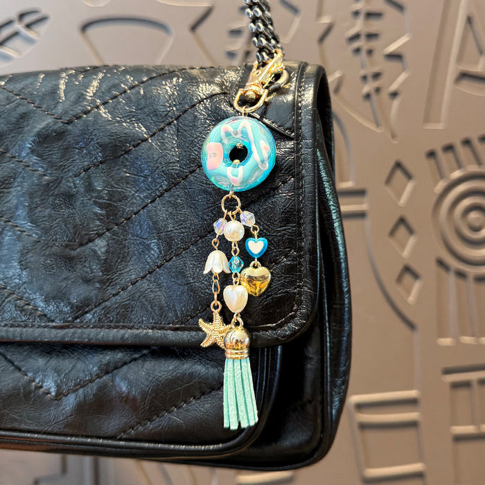 Wholesale Donut tassel heart keychain schoolbag cute pendant student girlfriend couple decoration