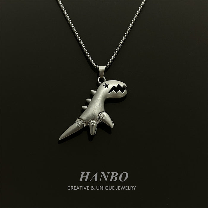 Wholesale Cartoon Fashion Titanium Steel Dinosaur Necklace Sweater Pendant JDC-NE-Hanbo003