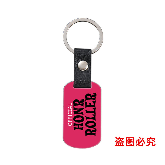 Wholesale Inspirational Positive Color Printing Leather Buckle Metal Keychains JDC-KC-GangGu052