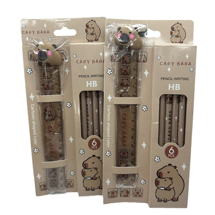 Wholesale 24pcs/set Silicone Straight Foot Wood Pencil Combination Children's Dolphin Stationery Set Gift