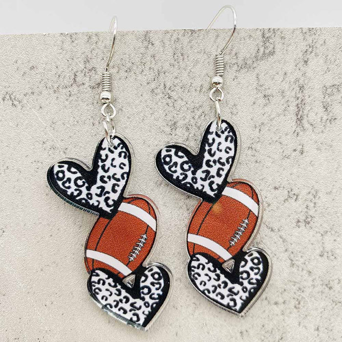 Wholesale New acrylic earrings with heart-shaped printed earrings and sports earrings