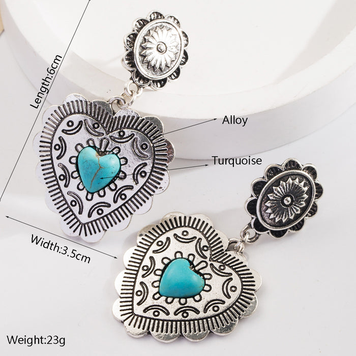 Wholesale Heart-shaped turquoise statement earrings
