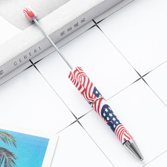 Wholesale Beadable Pens Independence Day Flag Print Plastic Pen DIY for Beaded JDC-PN-Huah137