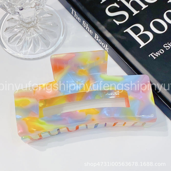 Wholesale Acetate Small Claw Clip Square Star Hollow Mermaid Color Hair Accessory