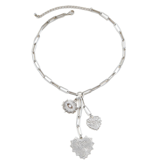 Wholesale Sweater chain heart-shaped Cuban tassel necklace