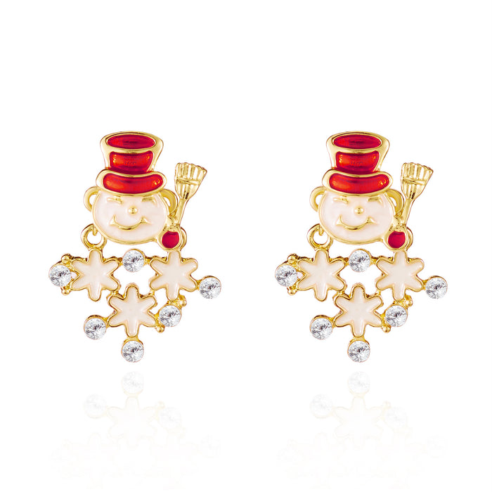 Wholesale Christmas red and green snowflake snowman earrings for women creative simple colorful bell tassel earrings