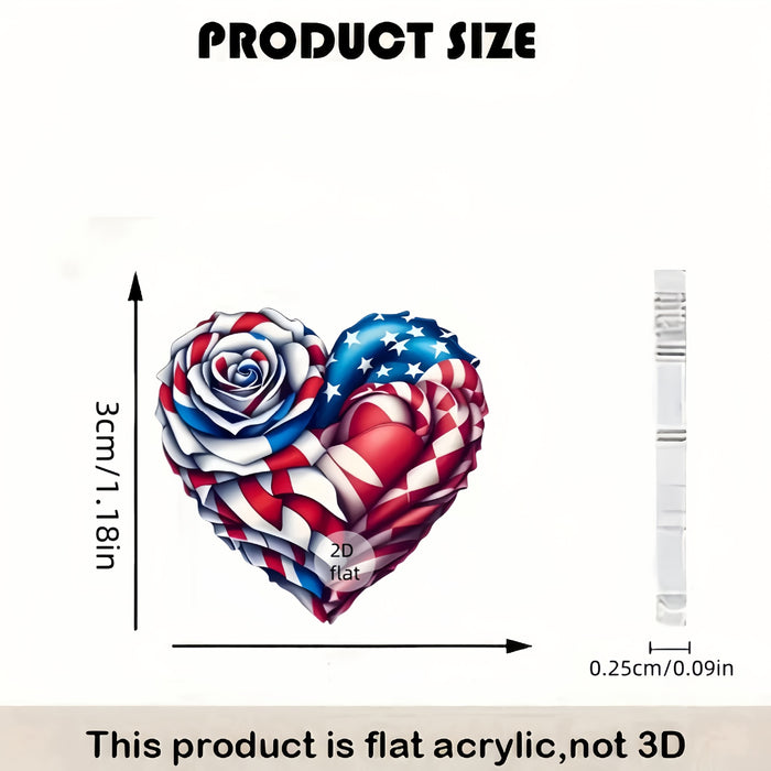 Wholesale Acrylic earrings with red, white, and blue flags, colorful heart-shaped rose earrings, and earrings