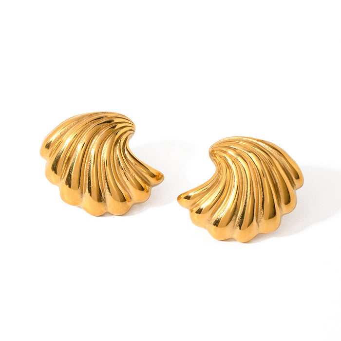 Wholesale Geometric 18k Gold Stainless Steel Shell Earrings JDC-ES-JD349