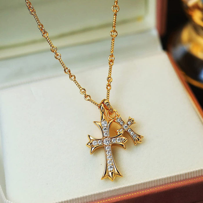 Wholesale Gold Plated Necklace Diamond Cross Pendant Necklaces JDC-NE-Hanyi001