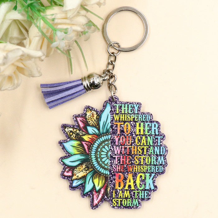 Wholesale Inspirational Flower UV Printed Plastic Coin Holder Keychain JDC-KC-XiaoYan004