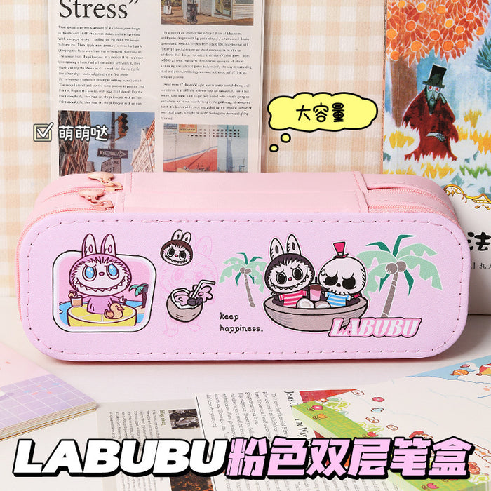 Wholesale Cute Double Layer Cloth Pencil Case Large Capacity