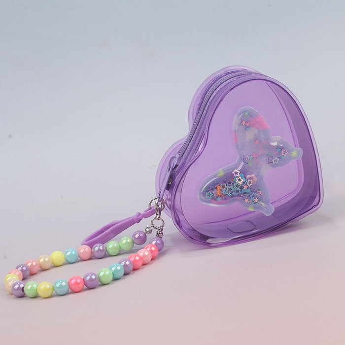 Wholesale Heart Butterfly Transparent Jelly PVC Coin Purse Stylish Fashion Accessory Gift