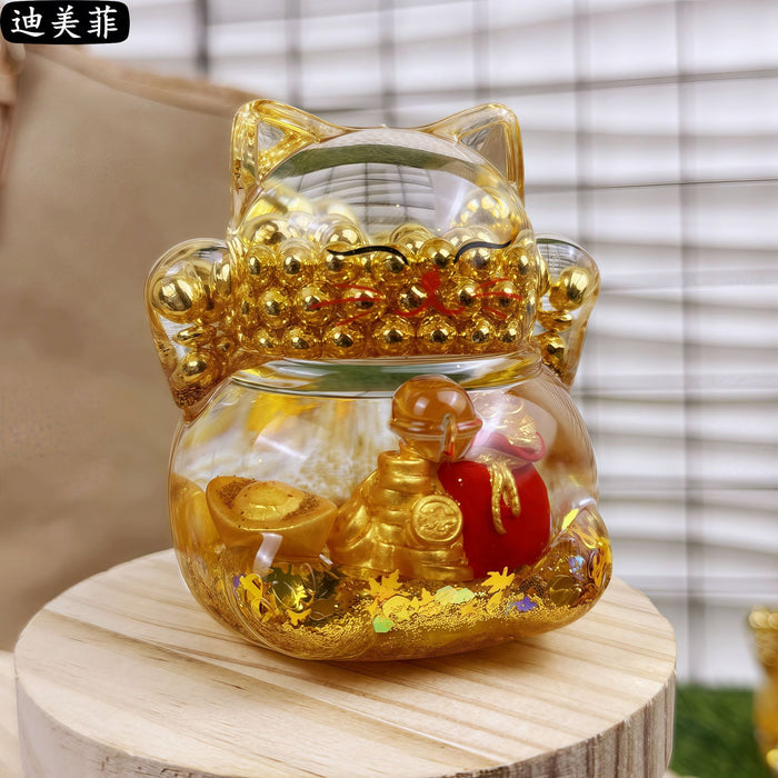Wholesale Oil Drops Liquid Sand Bottle Acrylic Oil Ornaments Dripping Lucky Cat Oil Leakage Small Gift