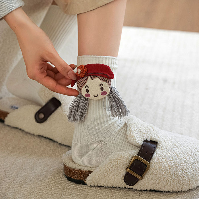 Wholesale Socks Cute Cartoon Doll Middle Tube Accessories Socks Independent Packaging