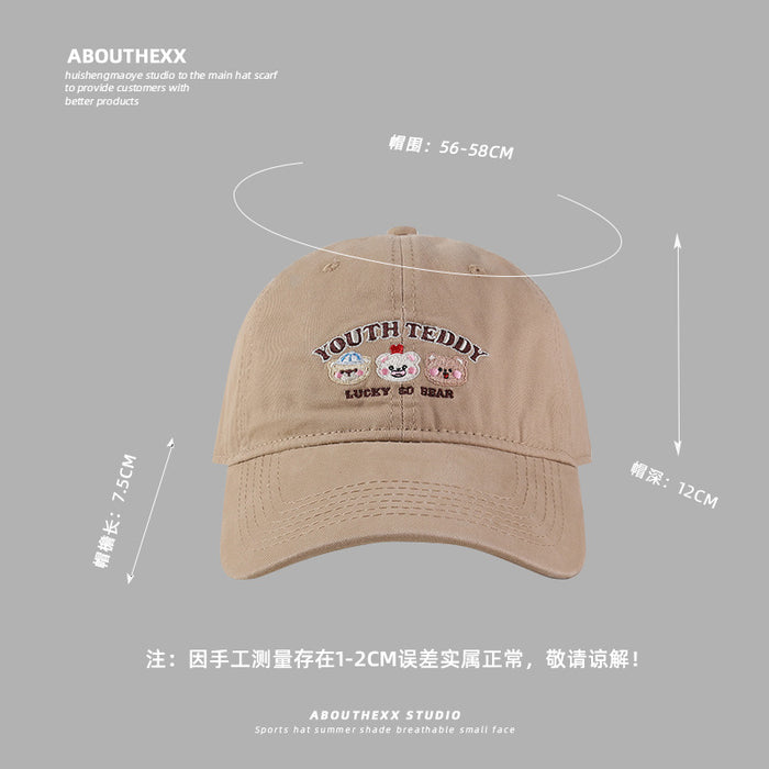 Wholesale Embroidered baseball cap, sweet and versatile, new wide brimmed duckbill cap for couples