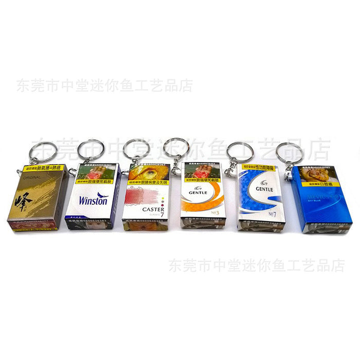 Wholesale Simulation cigarette box hanging decoration paper box keychain car keychain bag