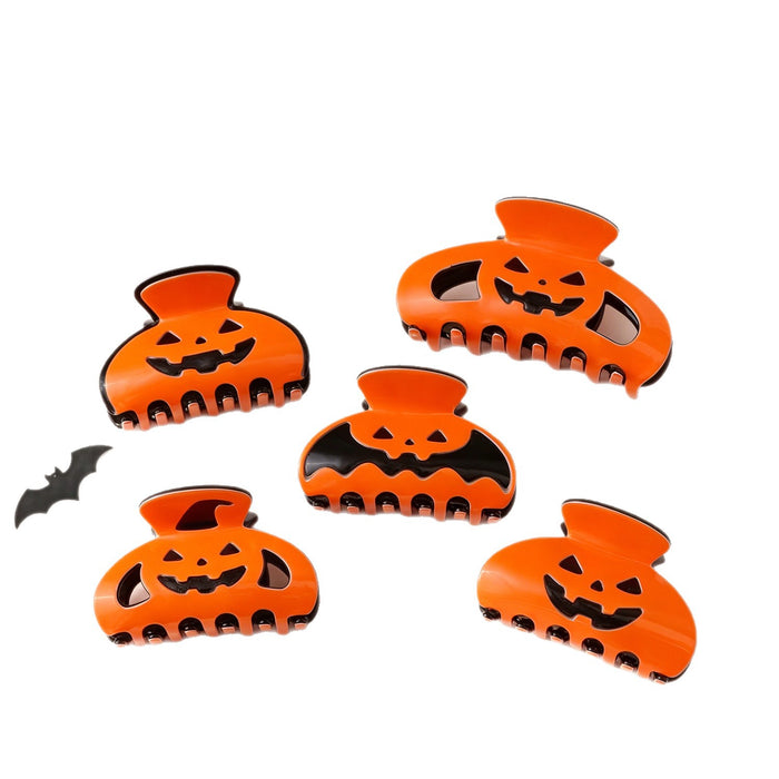 Wholesale Pumpkin Skull Hair Claw Clip PVC Black Orange Shark Clip Women S Fashion Hair Accessory