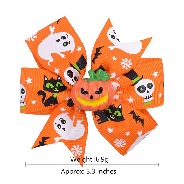 Wholesale Halloween Polyester Fabric Bow Hair Clip Set JDC-HC-Xiane020