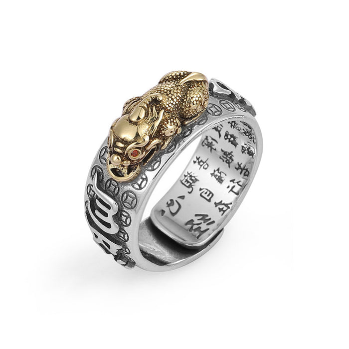 Wholesale Vintage silver Pixiu ring for men
