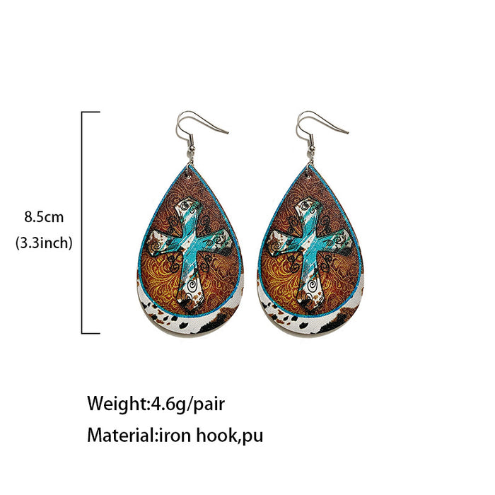 Wholesale Bohemian Western Retro Leather Drop Earrings