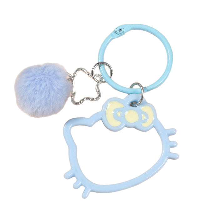 Wholesale Blue Plastic Cat Head Keychain Hollowed Out Cute Bag Charm For Backpack Birthday Gift