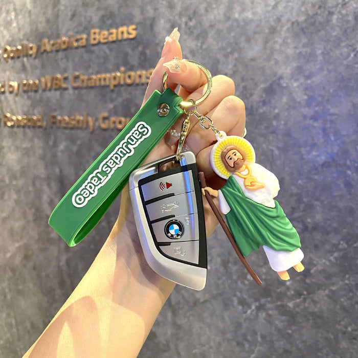 Wholesale Jesus Saint Keychain Pendant PVC Soft Glue Virgin Bag Car Key Chain Jewelry Gift