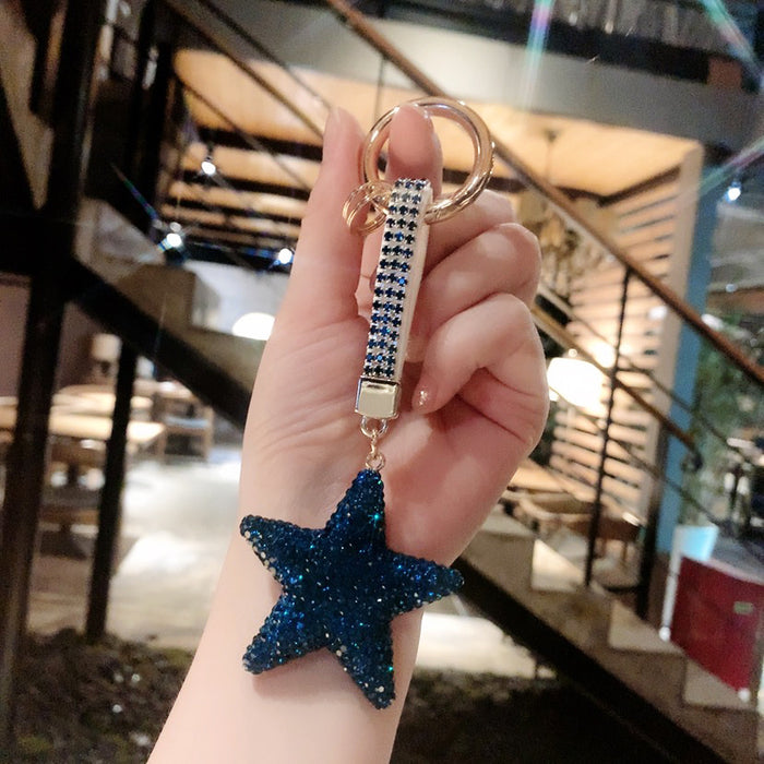 Wholesale Double-sided Diamond Five-pointed Star Keychain