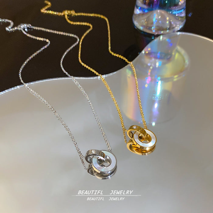 Wholesale Double-Ring Titanium Steel Necklace choker necklace