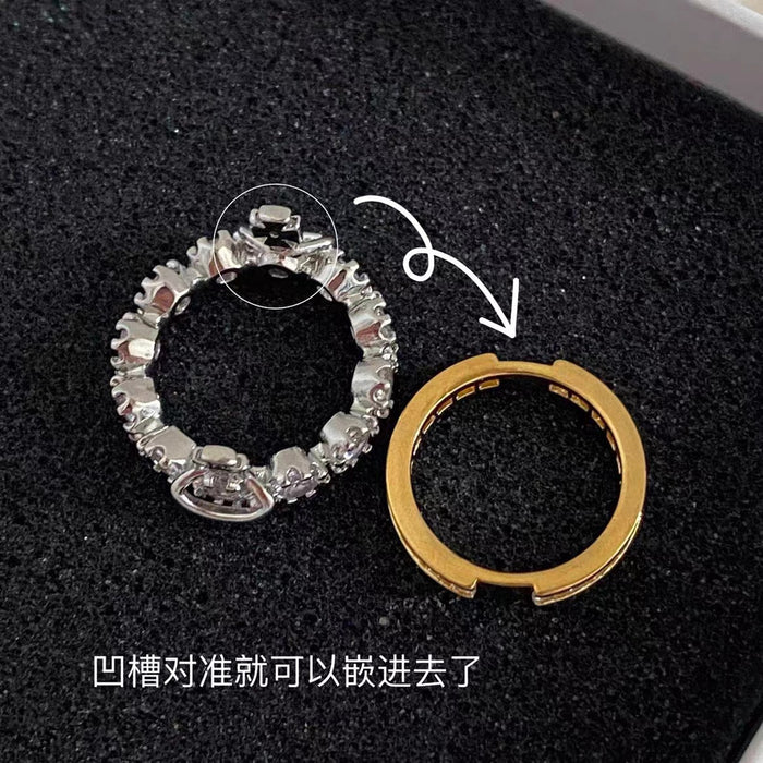 Wholesale Double-layer Flash Diamond Saturn Rings