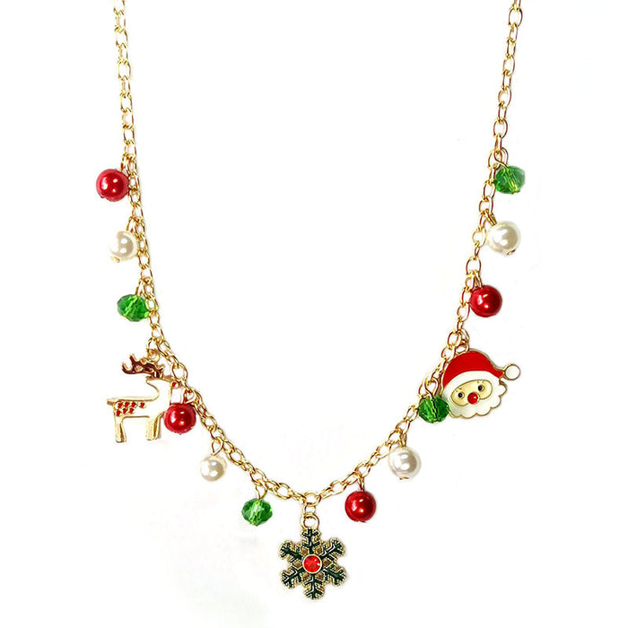 Wholesale Christmas Necklace Alloy Dripping Oil  Bell Snowflake Christmas Tree Necklace