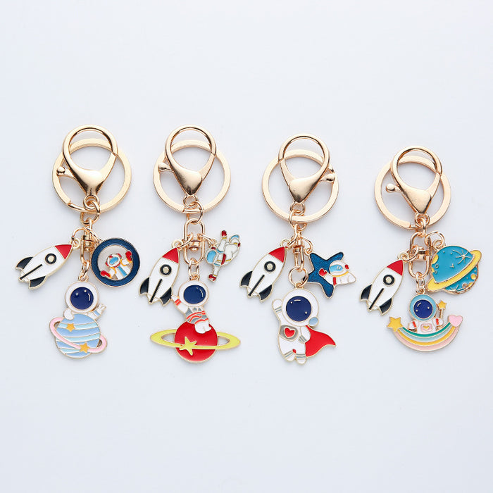 Wholesale Astronaut Metal Keychain Creative Astronaut Pendant Rocket Star Bag Pendant