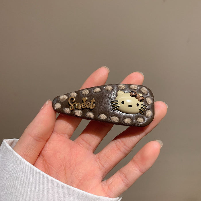 Wholesale Retro sweet cat bow water drop clip side cute hair accessories girl bangs hairpin