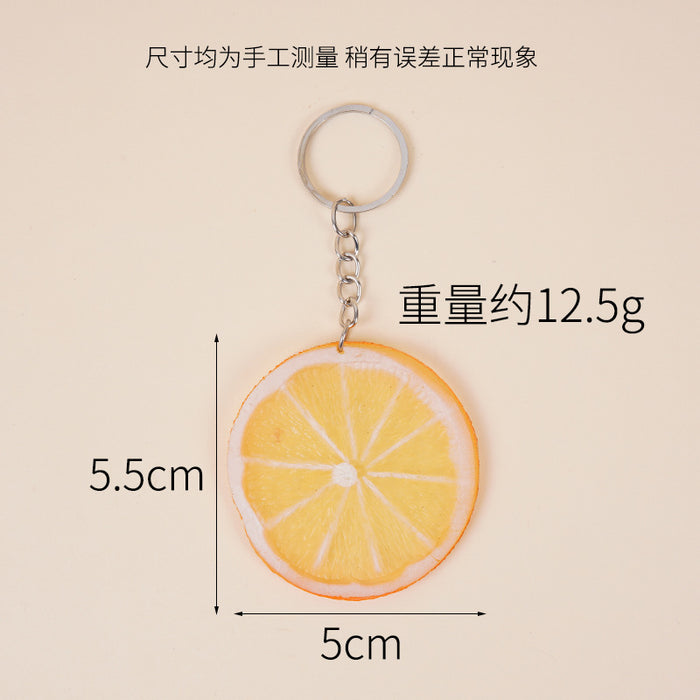 Wholesale Lemon Slice Simulated Fruit PVC Keychain Charm Fashion Bag Accessory MOQ≥2